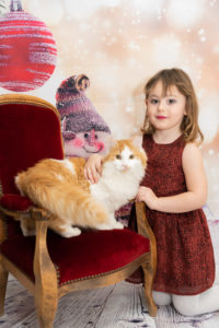 Un chat roux et une petite fille